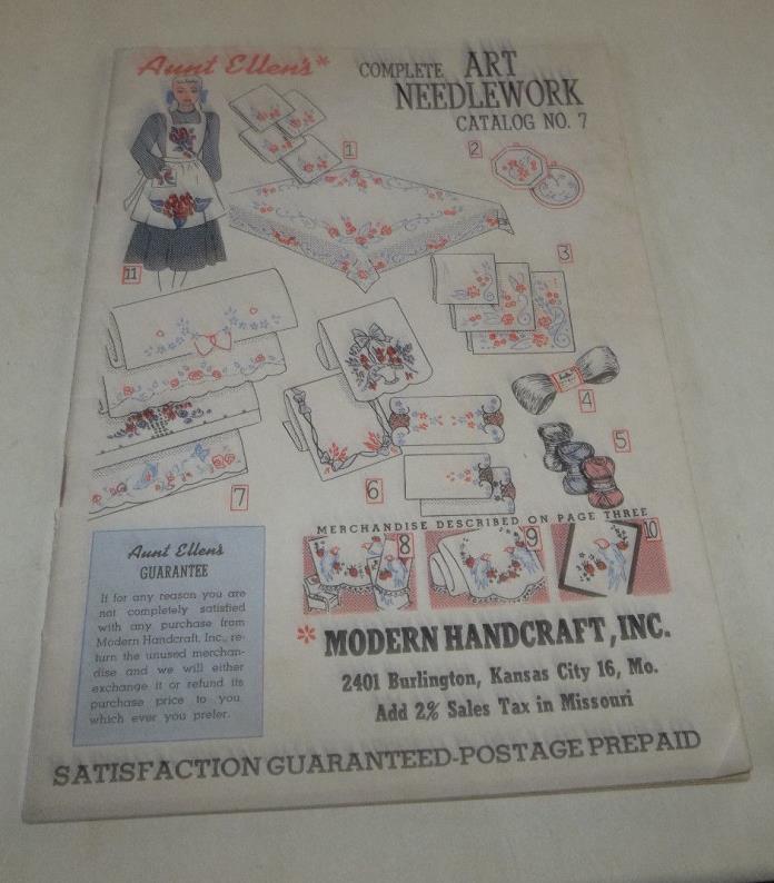 Vtg 1940s Aunt Ellen's Art Needlework Catalog #7 - Modern Handcraft Kansas City
