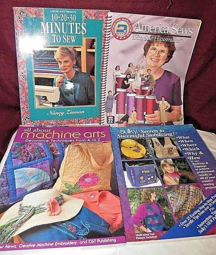 Sewing Book LOt of 4 - Minutes To Sew, America Sews, Machine Arts, Stabilizing