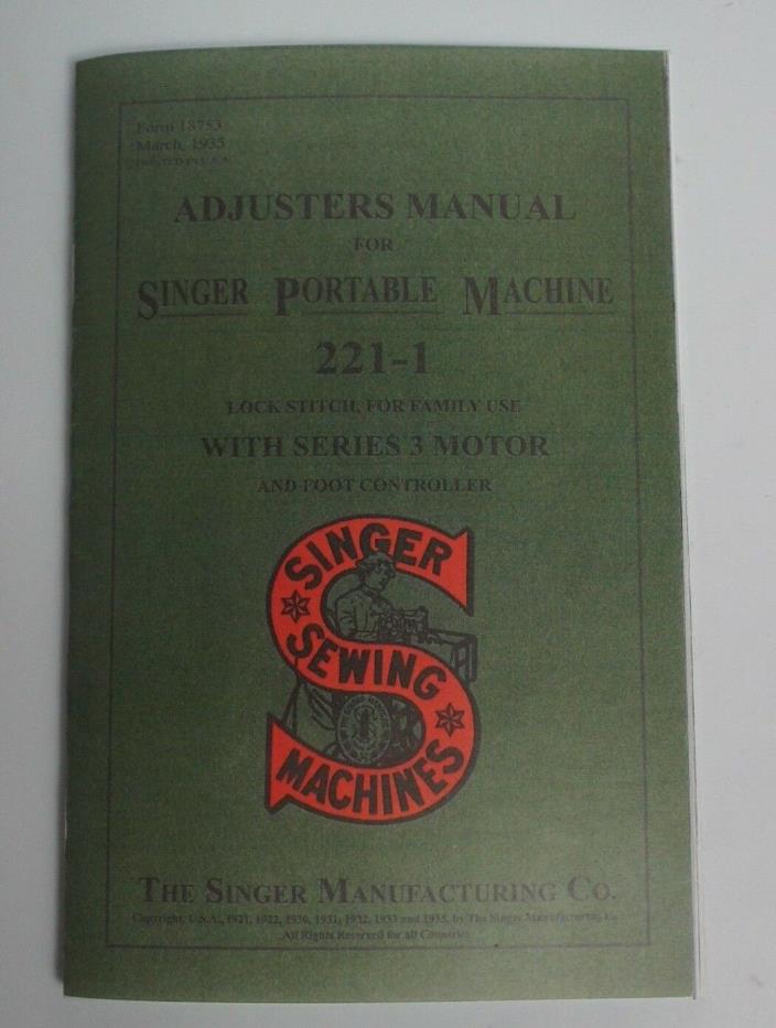 5 pack  Adjusters Manual Singer Featherweight 221 Sewing Machine Dealer Booklets