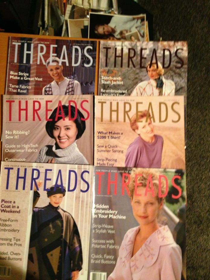 28 Issues of Threads Sewing Magazines from the 1980's & 1990's, 2001 & 2002