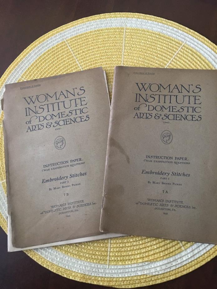 1921 Woman's Institute of Domestic Arts & Sciences Embroidery Stitches 7A+7B