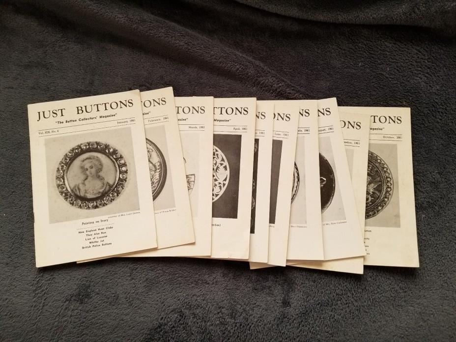Vintage 1961 Just Buttons Collectors Magazines,  10 issues