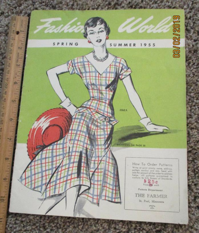 FASHION WORL SPRING & SUMMER CATALOG 1955 THE FARMER PATTERN DEPARTMENT 20 PAGES