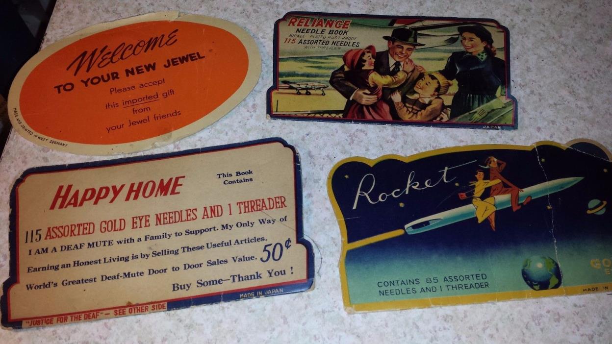 VINTAGE NEEDLE PACKS ADVERTISING NEEDLE PACKS LOT OF 4 AS IS