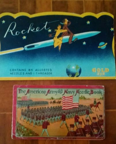Occupied Japan ARMY NAVY SEWING NEEDLE BOOK Lithograph & ?? WW2era lot of 2 Rare