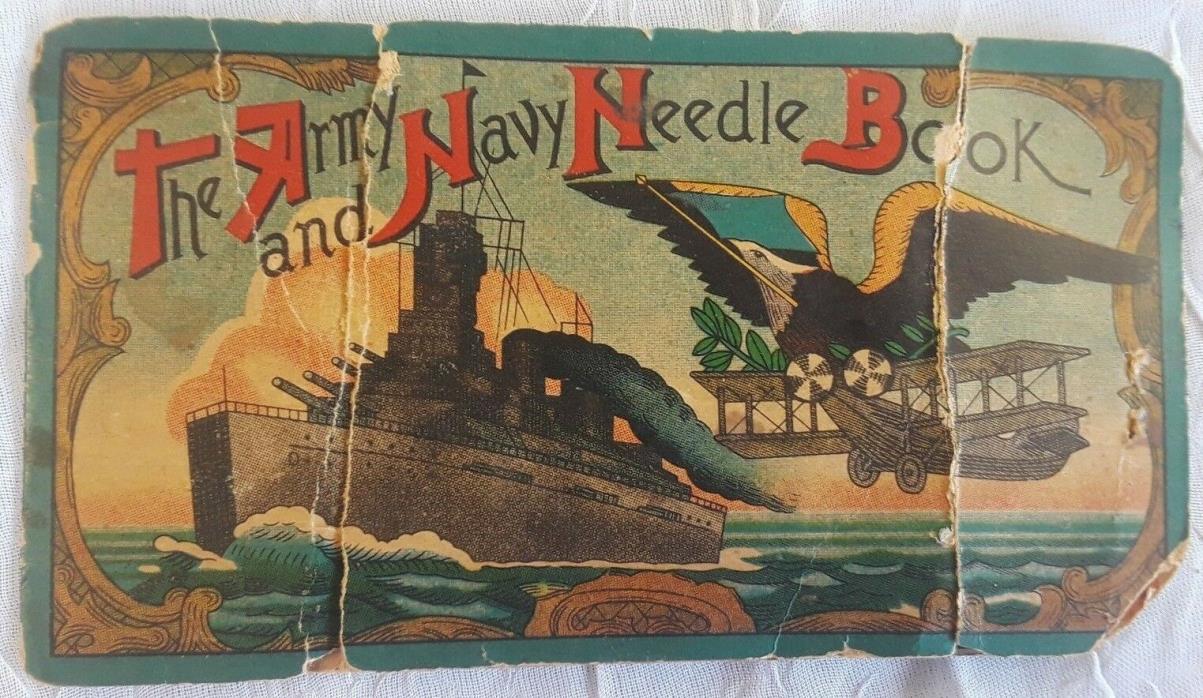 Vintage Army and Navy Thread Card Needle Book Diamond Sharps Eagle Plane Ship
