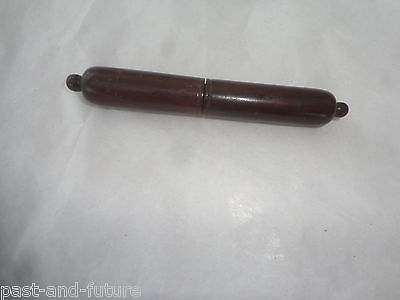 ANTIQUE ENGLISH WOODEN TREEN NEEDLE CASE, 4' LONG