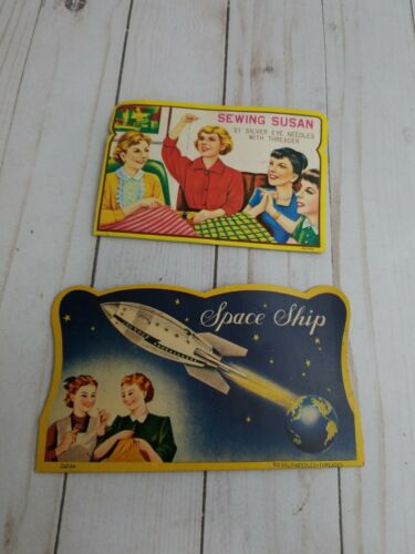 Lot of 2 Vintage Space Ship Needle Pack Book & Sewing Susan