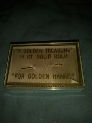 Vintage A Golden Treasure 14K solid gold sewing needle Mothers Day Grandma Gift