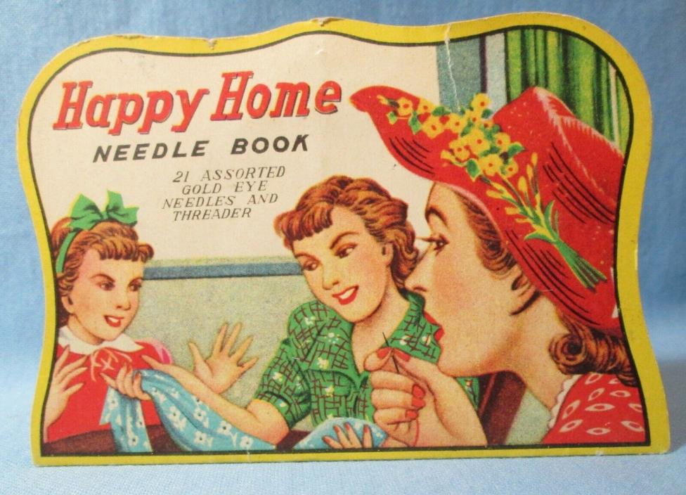 HAPPY HOME Needle Book ~ Advertising Sewing Needle Card