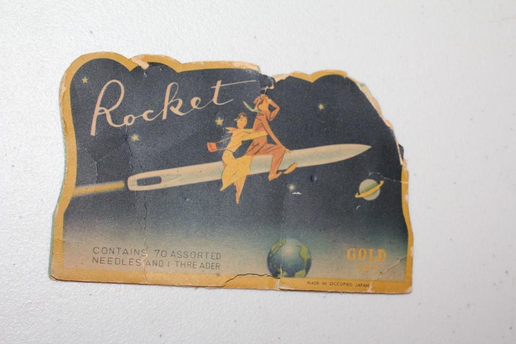 Vintage Needle Book ROCKET made in Occupied Japan, poor condition  (Lot#858)