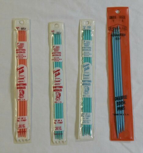 VINTAGE SUSAN BATES ROMAXE Lot of 4 Packages Knitting Needles Size 3 and 4 USA