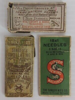 (3) VINTAGE SINGER AND OTHER SEWING MACHINE NEEDLE PACKETS         (INV22163)