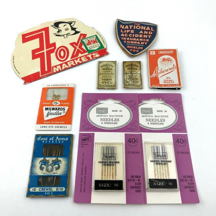 Sewing Hand Needles Queen Victoria Embroidery Scientific  Lot of 9 packages Vtg