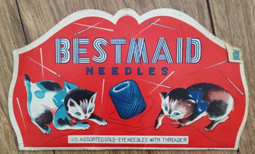 RAREVintage Bestmaid Needle Pack Playing Kittens Cover 1960's CompleteW/needles