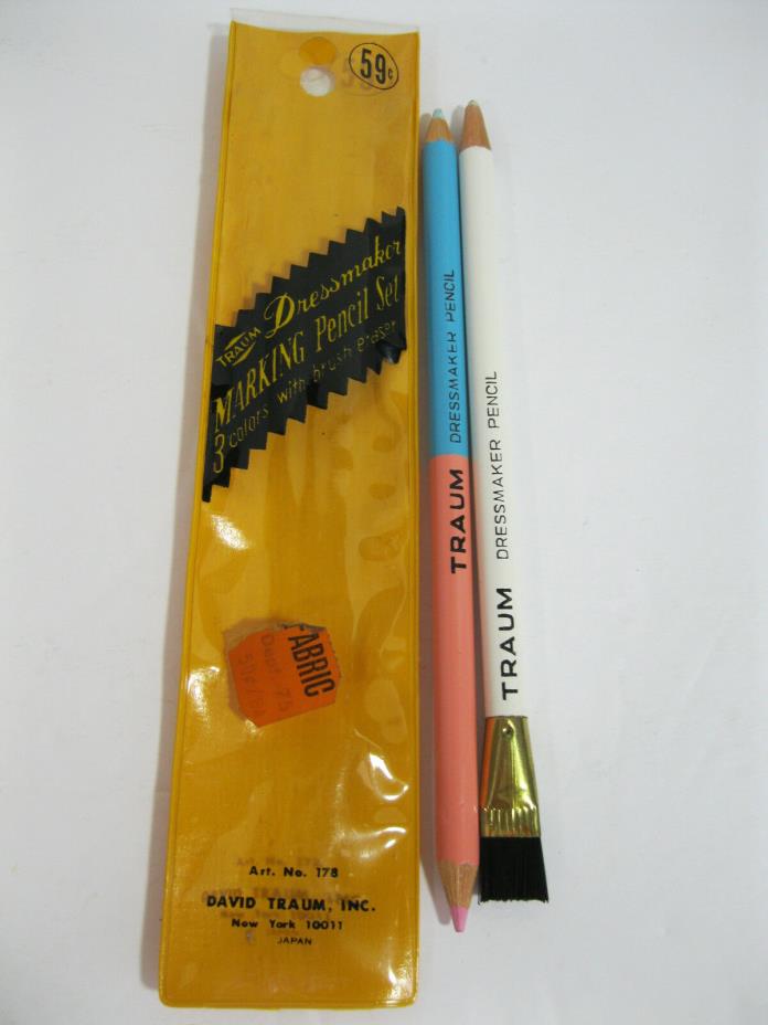 Vtg Rare David Traum Dressmaker Marking Pencil Set In Case Sewing Dress Brush