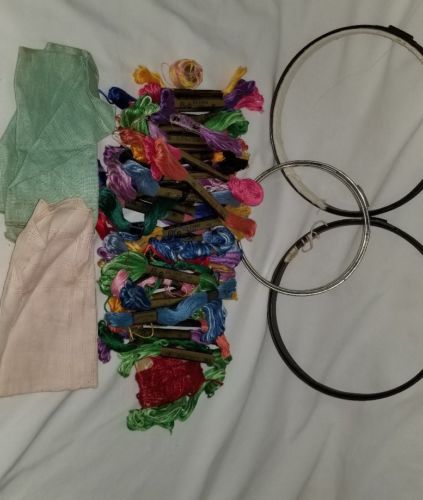 Vintage Embroidery Thread 39 Plus 3 Rings & Other Misc Items