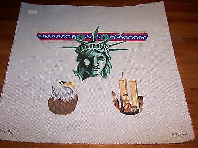 Hand Painted Needlepoint Canvas American Flag Eagle Statue of Liberty Patriotic