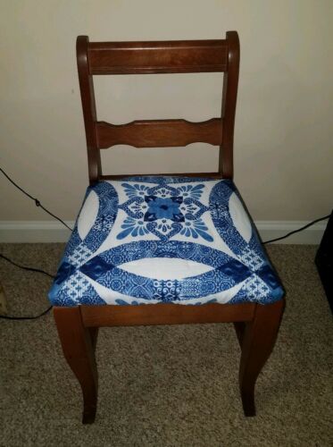 ANTIQUE Sewing Chair with Lift Up Storage Seat. Seat Material Newly Upholstered
