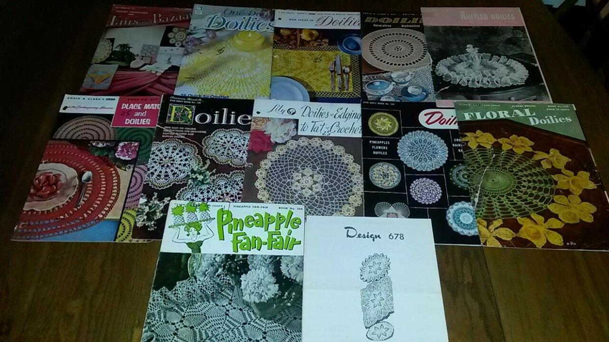 10 Vintage Crochet Books Doiles Bazaars Pineapple Edgings & More