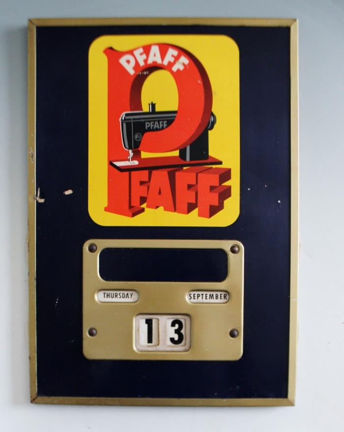 VTG Pfaff Sewing Machine Dealer Calendar Sign Germany