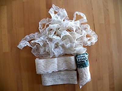 17+ yds Asstd. Ivory Vintage Lace for Sewing Crafting Junk Journal Altered Art