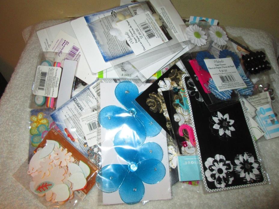 HUGE LOT UNUSED SEWING CRAFT IRON-ON APPLIQUES DIMENTIONAL FABRIC STICKERS +++