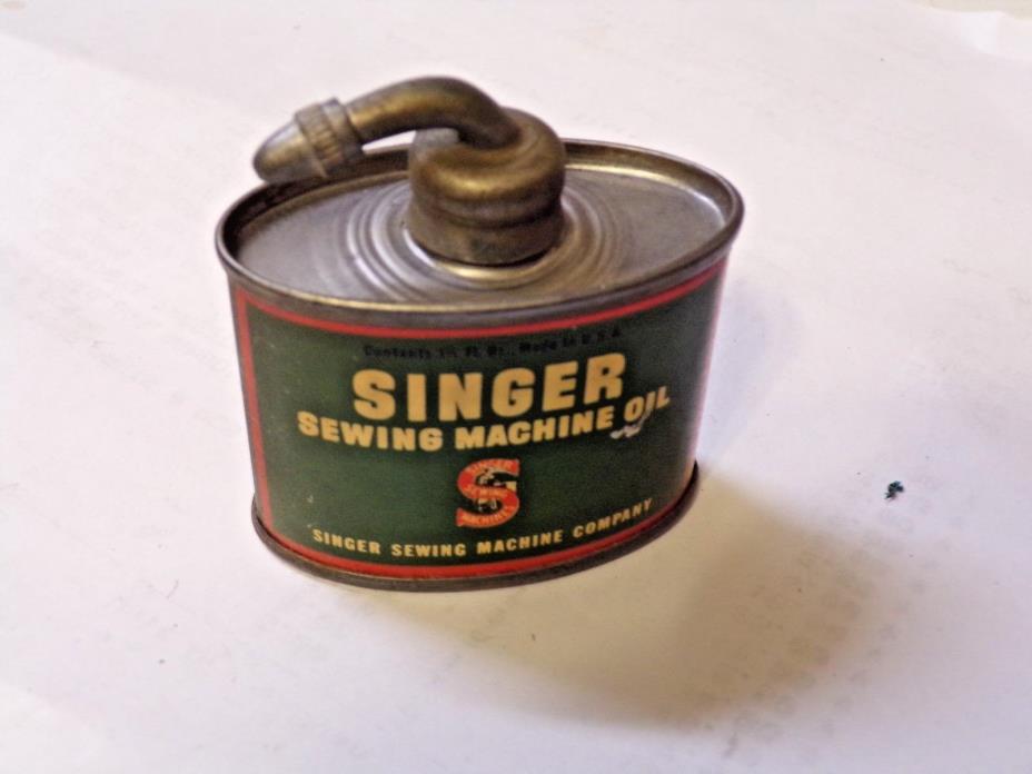 Small Old Singer Sewing Machine Oil Can with slanted swivel top Spout