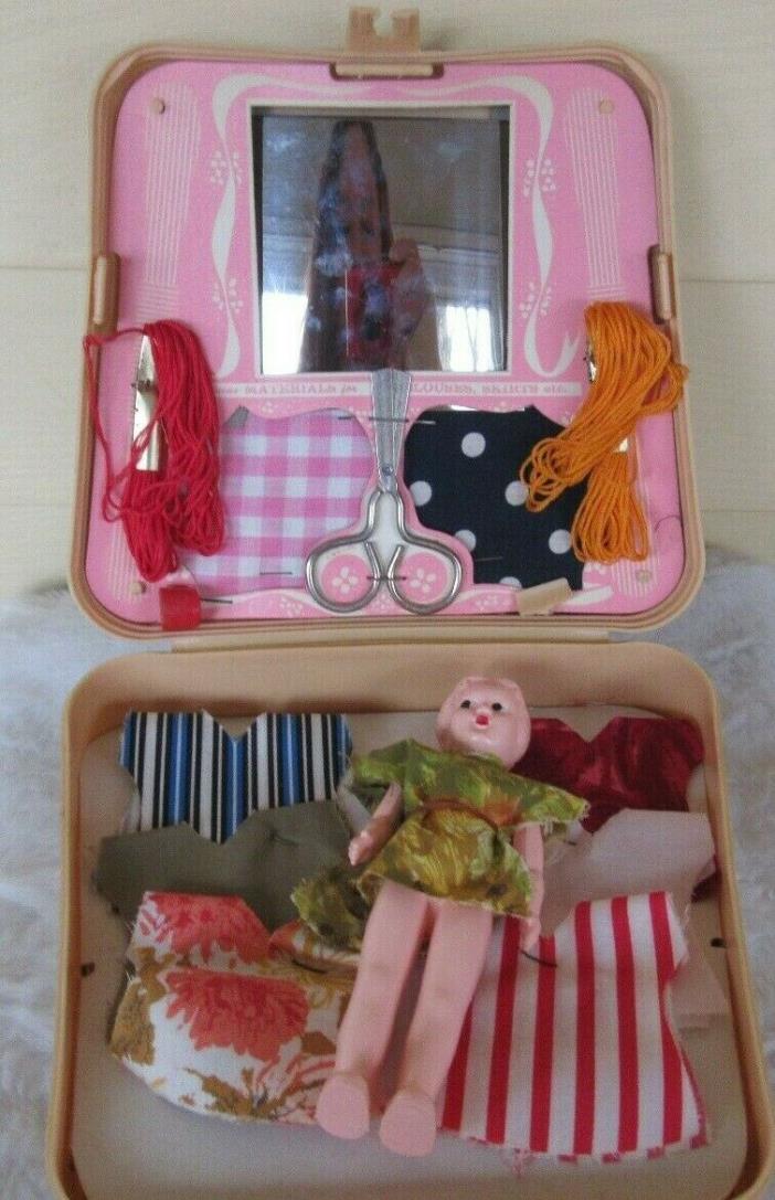 Vintage Transogram Little Miss Model Sewing Kit 3577 beige w doll and contents