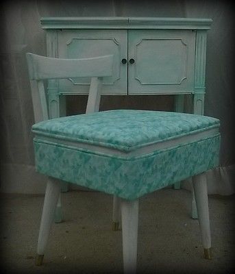 Vintage Eames Era Singer Sewing Machine Painted Cabinet /Chair only. laptop desk