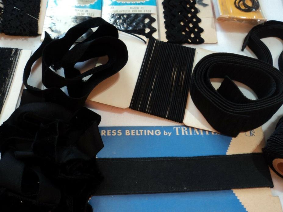 Vintage  Sewing  Edging  Elastic  Black  Lot