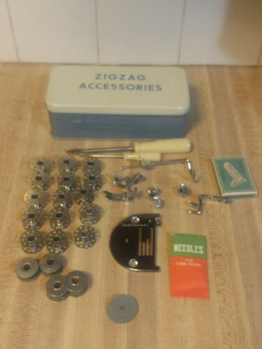 Vintage Zigzag Accessories Tin Box With accessories