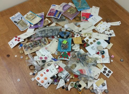 Vtg Sewing Notions and Button Lot Button Cards Snaps Eyelets