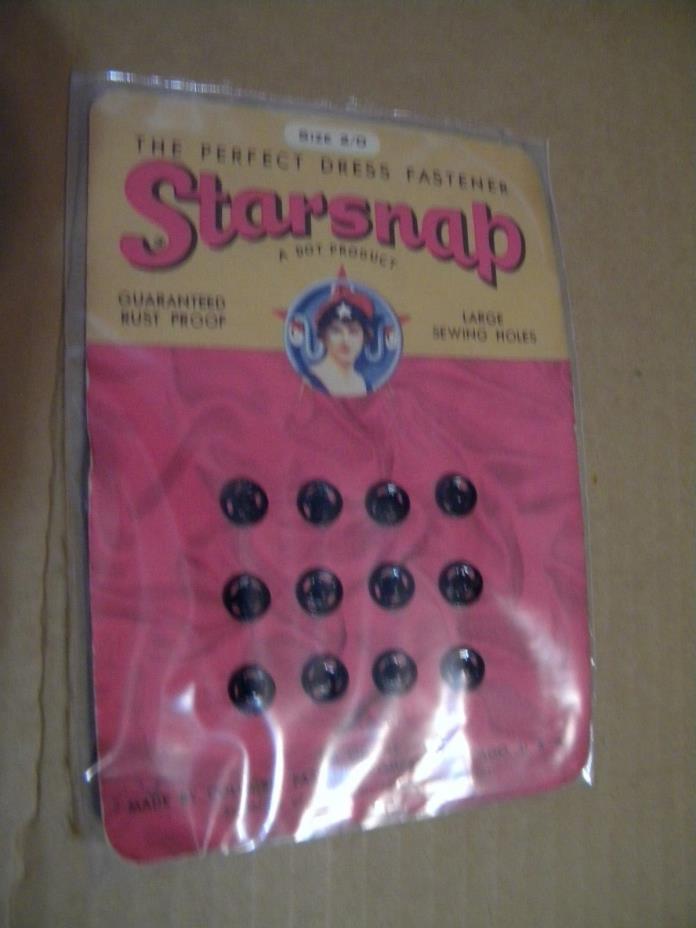 Vintage STARSNAP size 2/0 Snap Fasteners~ on original card~NOS~Great Graphics