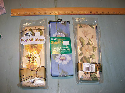 LOT 3 Designer Wide Shaper Paper Ribbon Daisies Magnolias Sunflowers