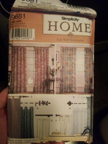 SIMPLICITY HOME # 9681 SEWING PATTERN ~TAB TOP CURTAINS
