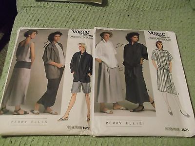 2 Vogue Perry Ellis American Designer Vogue Patterns 1521& 1522 sz 10 uncut