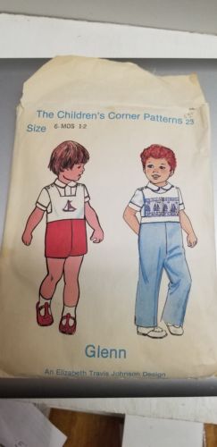 Childrens Corner Sewing Pattern 23 Glenn sz 6 month, 1-2  Boy Romper Overalls