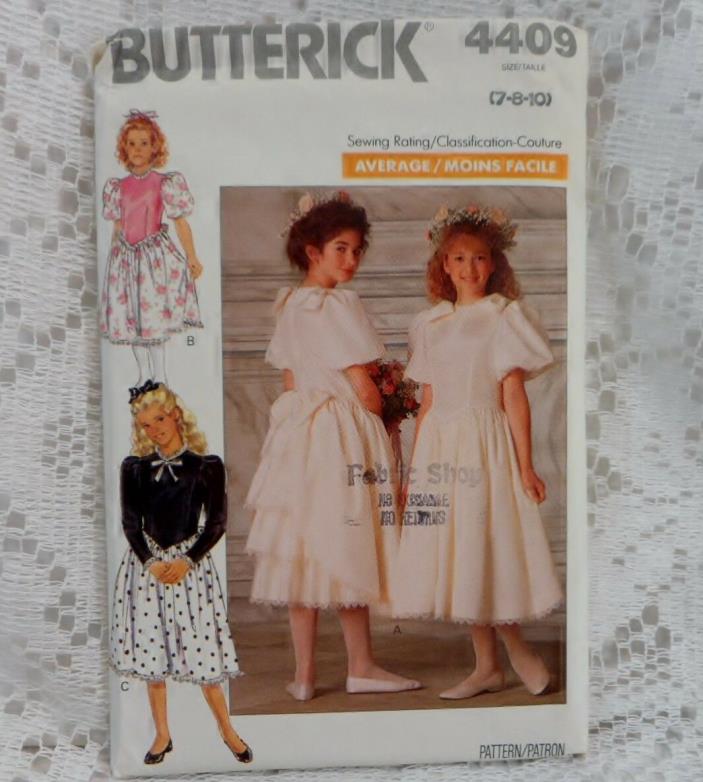 Butterick 4409 Girls size 7-8-10 Dress fitted front Back Ruffles  complete uncut