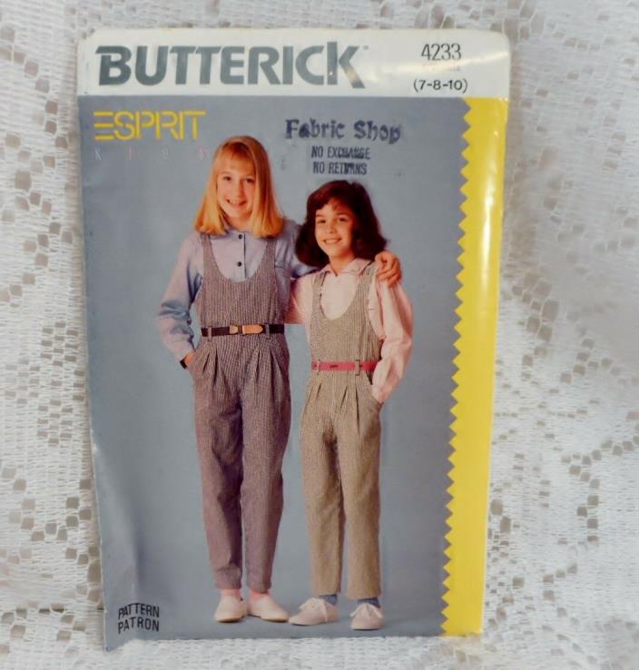 Butterick 4233 Girls size 7-8-10 Spirit Kids Complete uncut Overalls Shirt