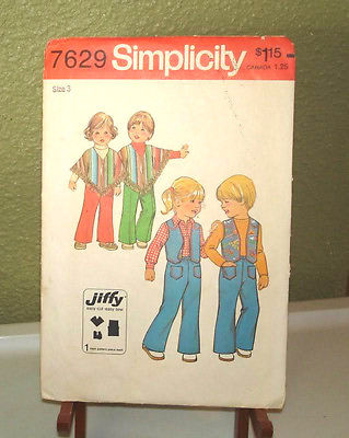 Simplicity 7629 Toddler Poncho Pants & Vest Pattern UC sz 3 Vintage 1976