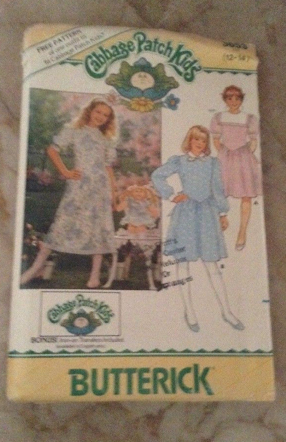 Canbage Patch Dress Pattern,  Butterick 3653 Vintage 80's size 12-14 uncut