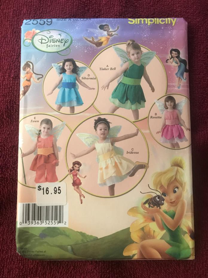 NEW SIMPLICITY DISNEY FAIRIES CHILD'S & TODDLERS' COSTUME PATTERN Size A1/2-4