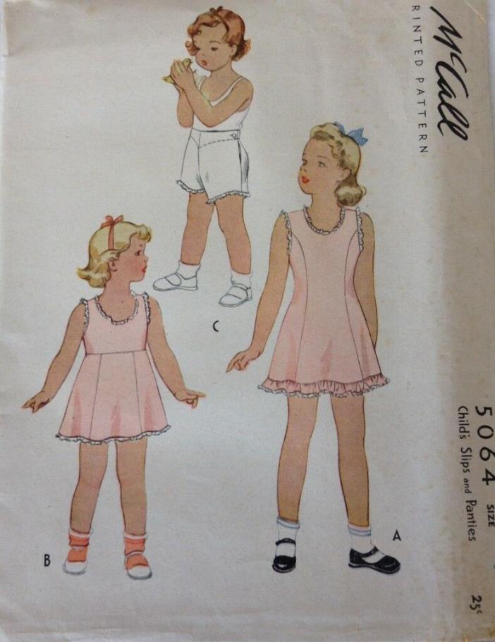 EARLY McCall Printed Sewing Pattern #5064 CHILDS SLIP AND PANTIES