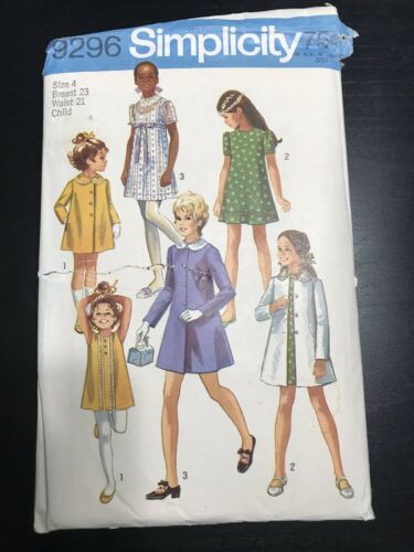 Vintage Simplicity 9296 Size 4 Childs Dress Partially Uncut A19