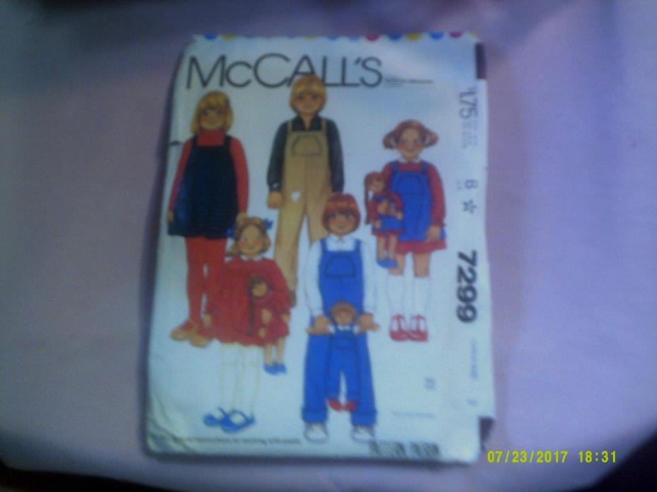 McCalls Pattern 7299 Size 3 Uncut Childrens Dress Jumper Overalls