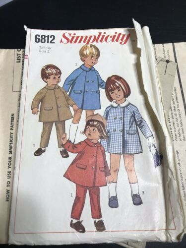 RARE VTG 1960'S SIMPLICITY PATTERN 6812 TODDLER size 2 Mod Coat Dress Pants A15
