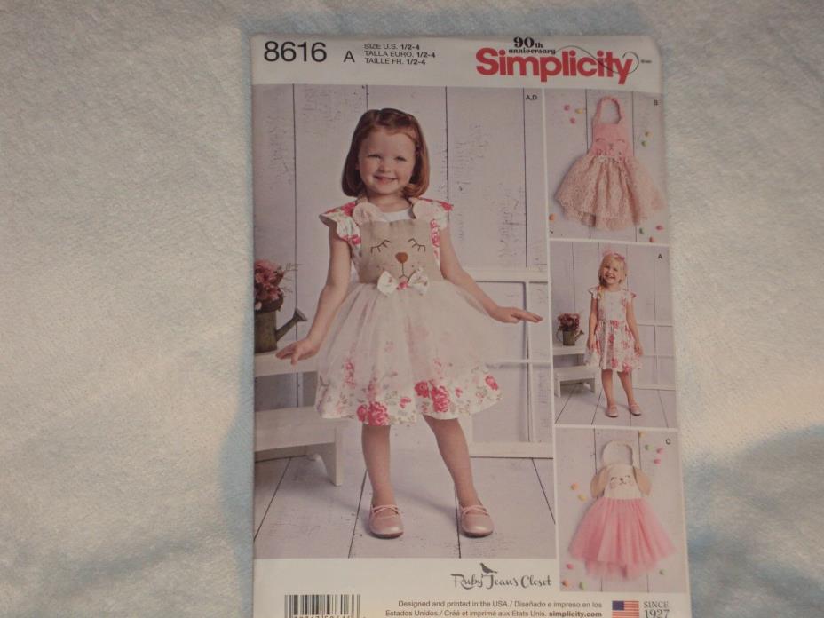 Simplicity sewing pattern #8616 little  Girls Sz 1/2-4