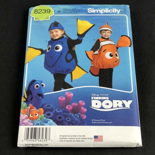 Simplicity Costume Sewing Pattern #8239 Child Disney Finding Nemo & Dory 1/2-4