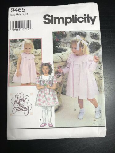 Vtg Simplicity 9465 sewing pattern little girl's dress scallops sizes ½,1,2 A4